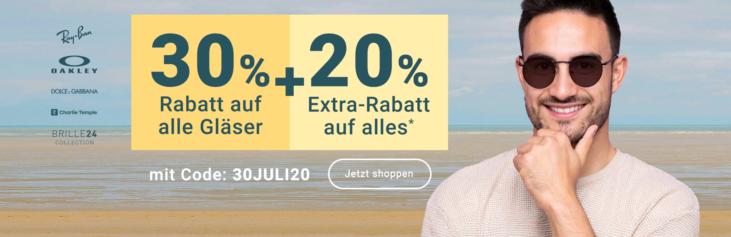 30% Rabatt auf alle Gläser + 20% Extra-Rabatt auf alles (inklusive Markenbrillen) - mit Code: 30JULI20