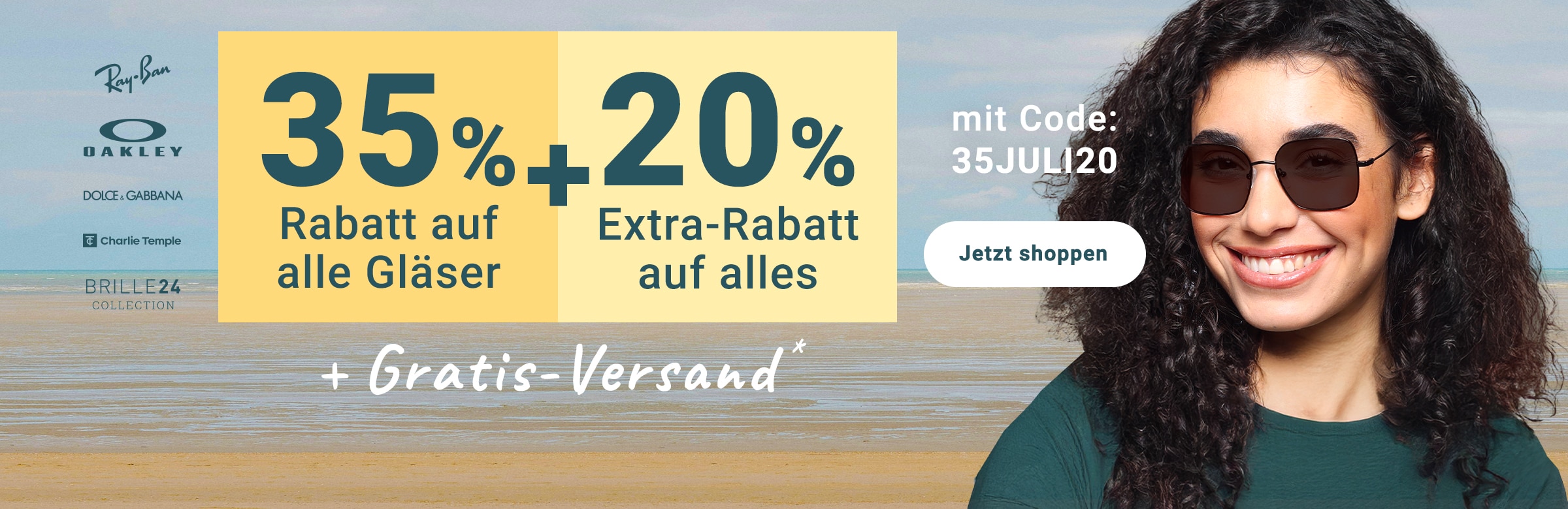 35% Rabatt auf alle Gläser + 20% Extra-Rabatt auf alles (inklusive Markenbrillen) + Gratis-Versand - mit Code: 35JULI20 - Jetzt shoppen