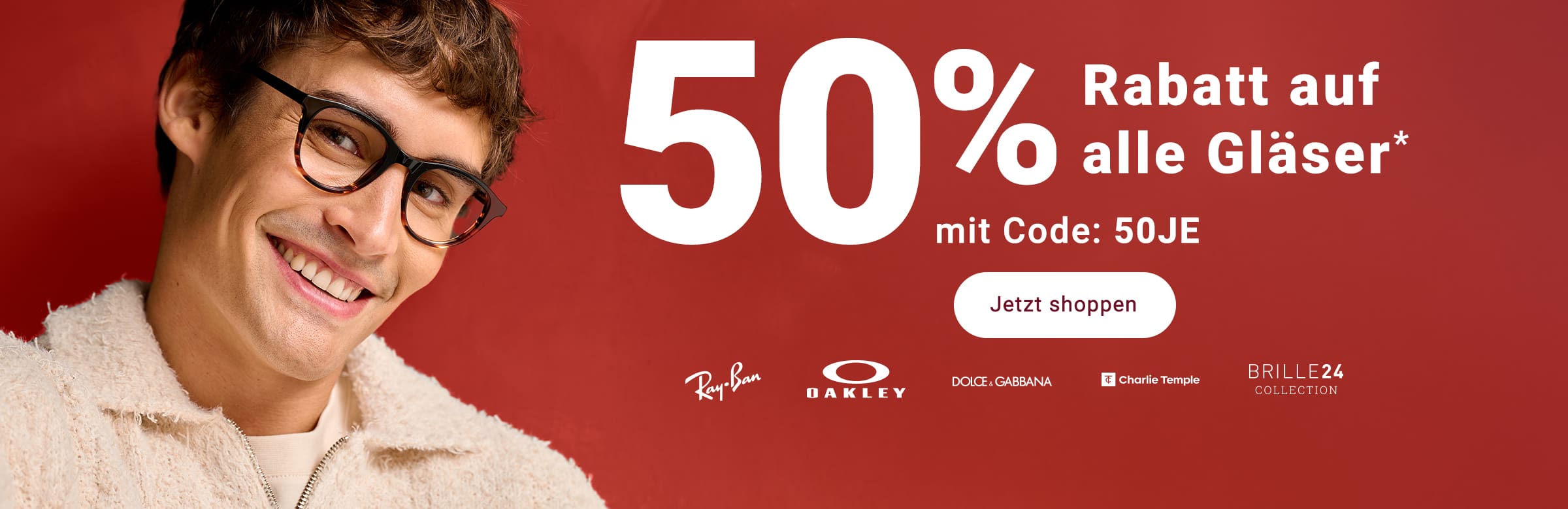 50% Rabatt auf alle Gläser - mit Code: 50JE