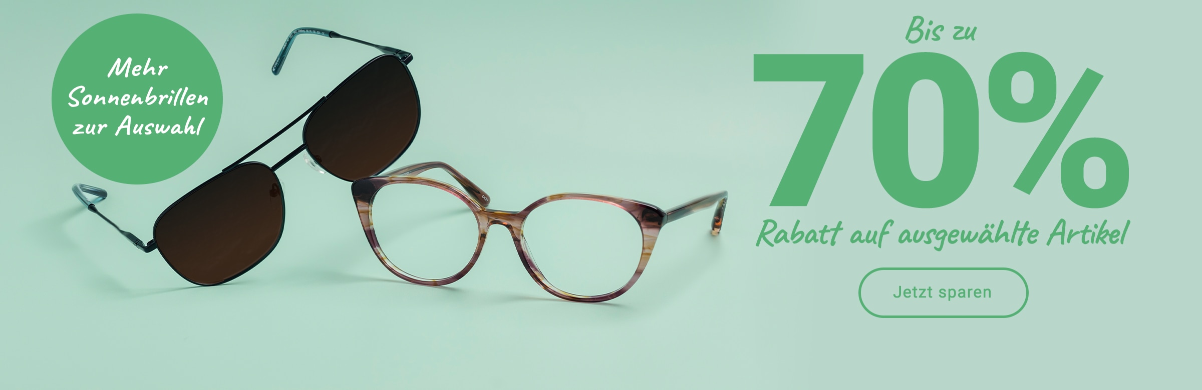 Bis zu 70% Rabatt auf ausgewählte Artikel - mehr Sonnenbrillen zur Auswahl