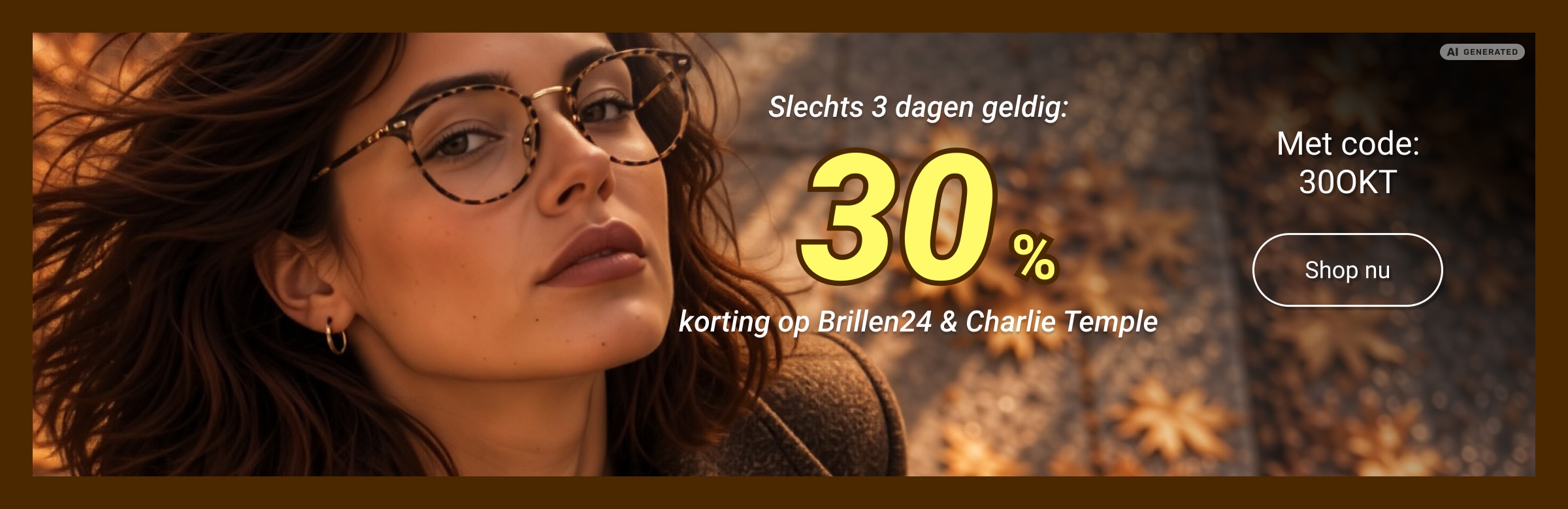 Slechts 3 dagen geldig: 30% korting op Brillen24 & Charlie Temple met code: 30OKT - shop nu