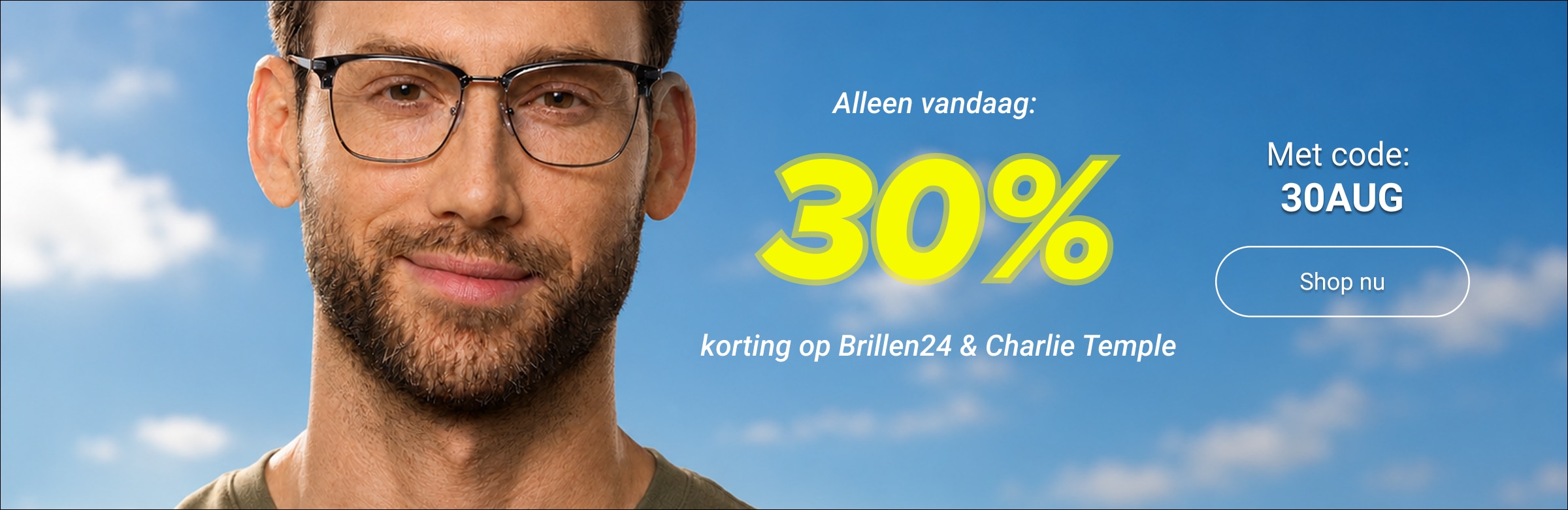 Nur heute: 30% Rabatt auf Brille24 & Charlie Temple mit Code : 30AUG - jetzt shoppen