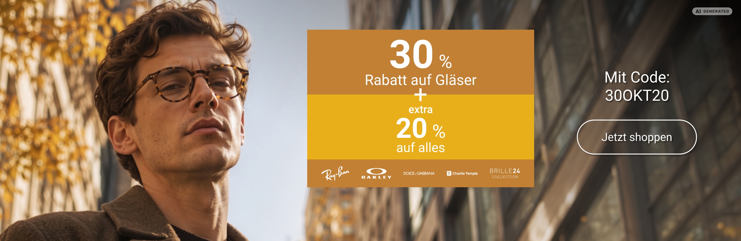 30% Rabatt auf Gläser + 20% extra auf alles mit Code: 30OKT20