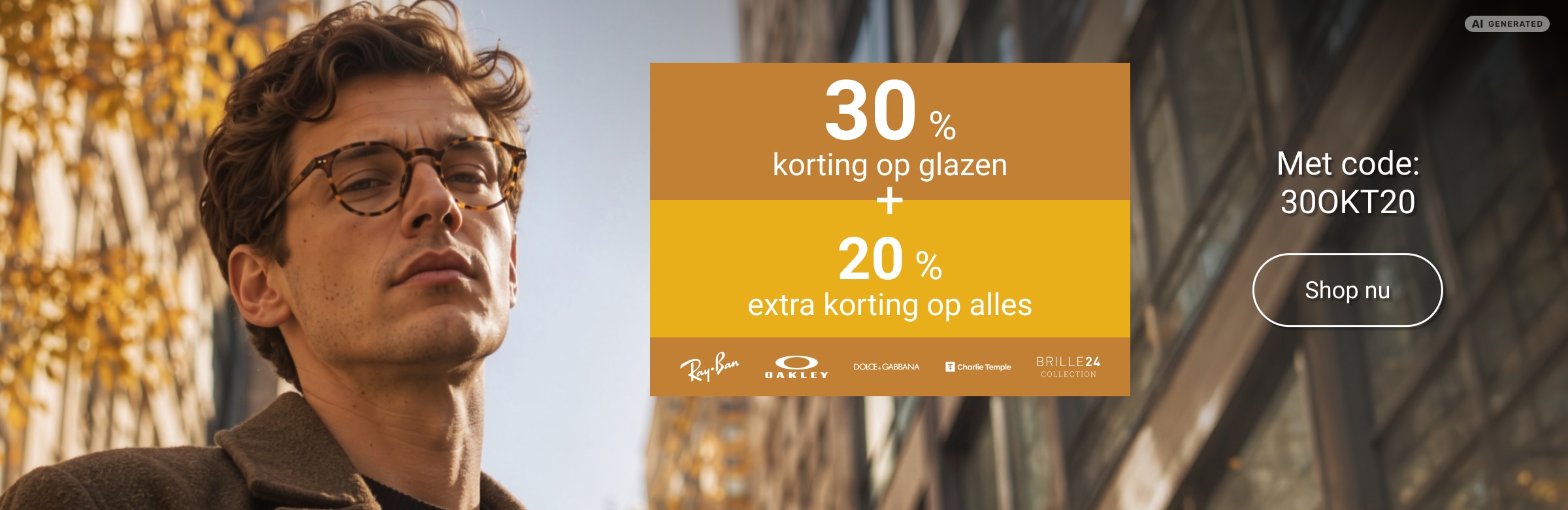 30% korting op glazen + 20% extra korting op alles met code: 30OKT20 - shop nu