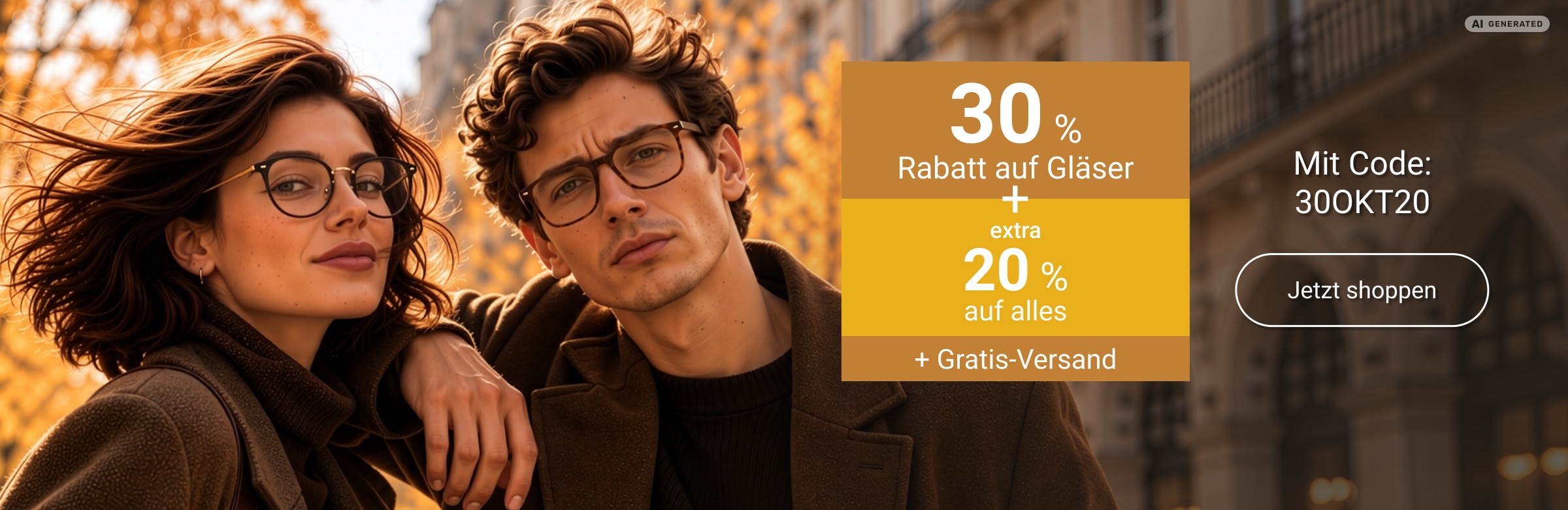 30% Rabatt auf Gläser + 20% extra auf alles + Gratis-Versand mit Code: 30OKT20