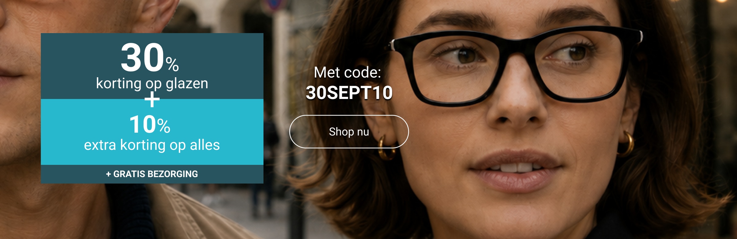 30% korting op glazen + 10% extra korting op alles + gratis bezorging met code: 30SEPT10
