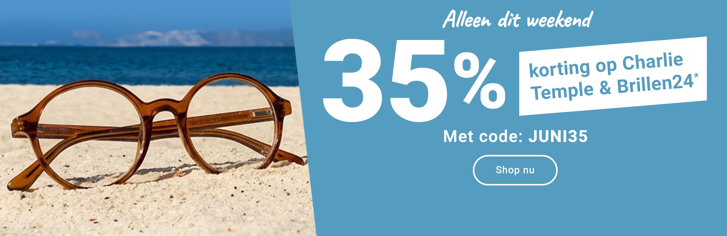 Alleen dit weekend: 35% korting op Charlie Temple & Brillen24 met code - JUNI35