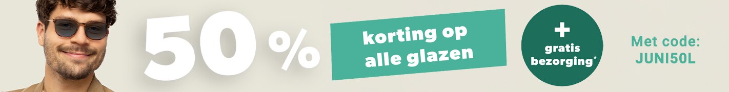 50% korting op alle glazen + gratis bezorging met code: JUNI50L
