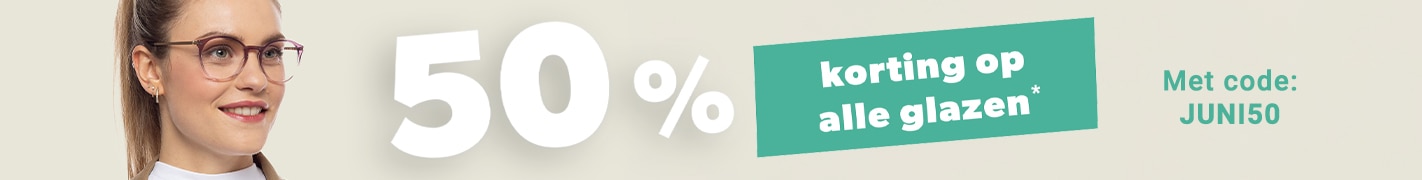 50% korting op alle glazen met code: JUNI50