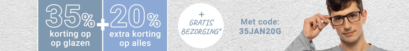 35% korting op alle glazen + 20% extra korting op alles + gratis bezorging met code: 35JAN20G