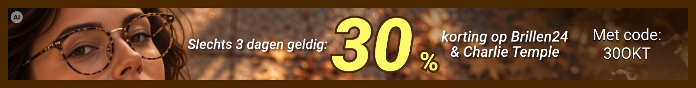 Slechts 3 dagen geldig: 30% korting op Brillen24 & Charlie Temple met code: 30OKT