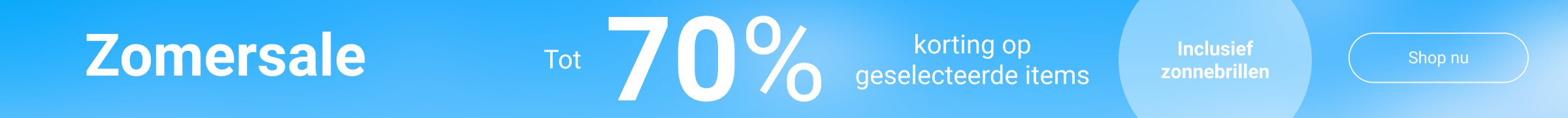 Zomersale: tot 70% korting op geselecteerde items (inclusief zonnebrillen)